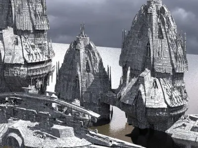 Jupiter alien Temple Monoliths Kit bash 3D model