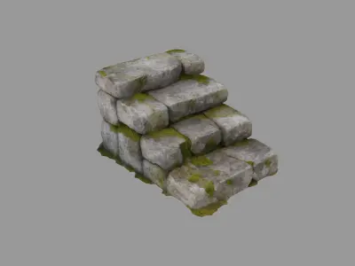 Ancient stone stairs  Low-poly 3D model