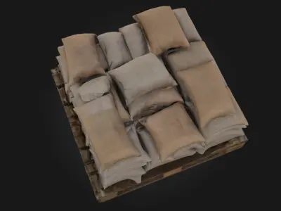 Sandbag Pallet  Tactical Readiness in Every Detail 3D model