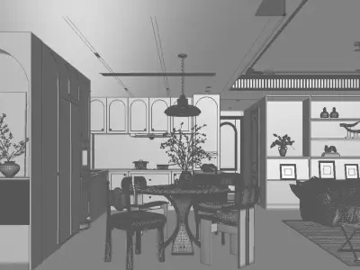 French style living room 3D model