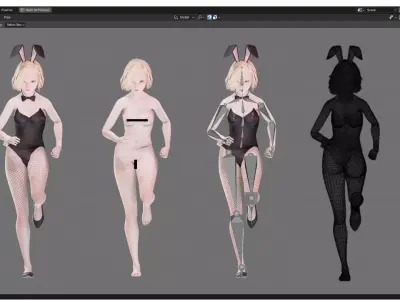 Bunny Girl 0003 - Rigged -Unreal - Unity - Blender - Animated Low-poly 3D model