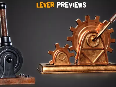 30 Game-Ready Mechanical lever and  PBR Textures Low-poly 3D model