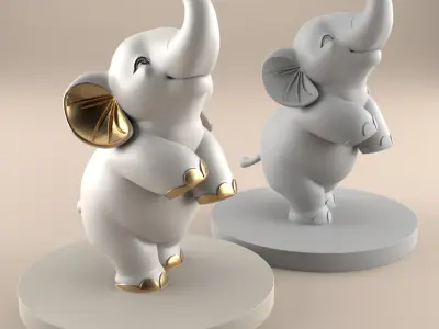 Cute Baby Elephant 3D STL File for Printing 3D print model