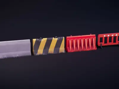 Road Divider Barrier - Stylized Pack Low-poly 3D model