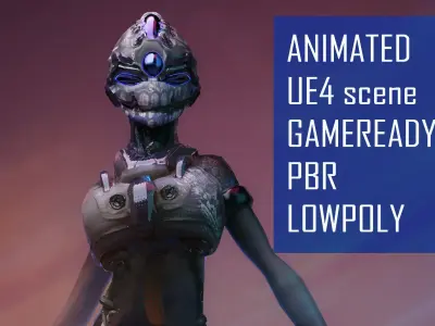 ScoreLetha Sci-fi girl Low-poly 3D model gameready animated Low-poly 3D model