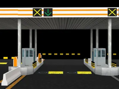 Tool gate and Road Elements low polly  Low-poly 3D model