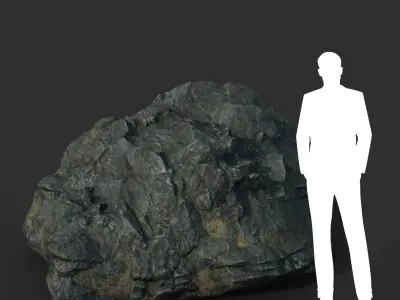 Low poly Black Beach Rock Collection 2 210210 Low-poly 3D model