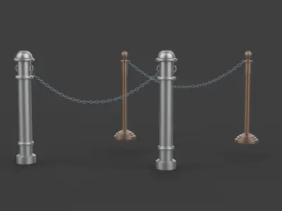 chain barrier stand Low-poly 3D model