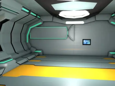 sci fi corridor 3D model 14