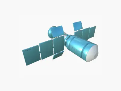 Satellite A07 Blue - SciFi Space Design Low-poly 3D model