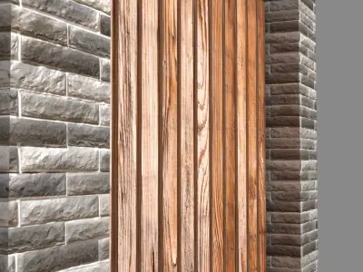 wooden fence Low-poly 3D model