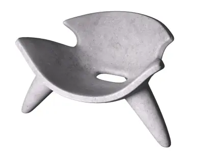 Concrete Chair on three legs for street and garden use 3D model