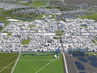 Adelaide Australia 50x50km 3D City Map 3D model