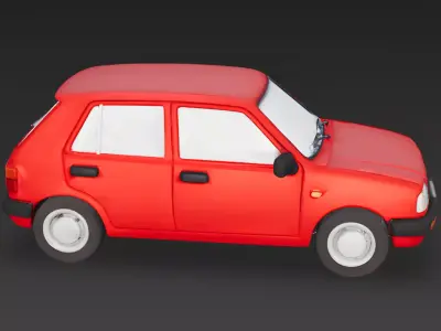 Stylized Red City Hatchback 3D Model Low-poly 3D model