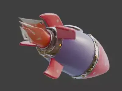 Stylized 3D Cartoon Fireworks Rocket Low-poly 3D model