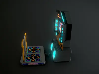Low-Poly Dance Arcade Machine Techno Retro Low-poly 3D model