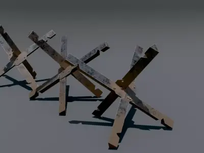 Anti-tank hedgehog  Low-poly 3D model