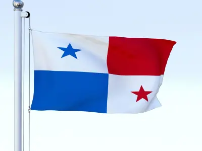 Animated Panama Flag Low-poly 3D model