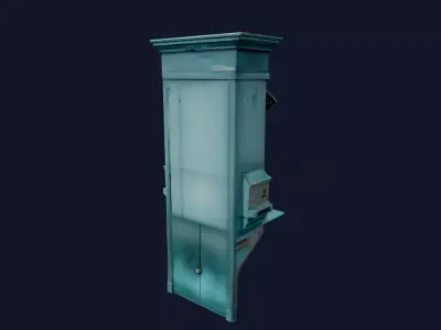 Mystic Teal Storefront Facade 3D model