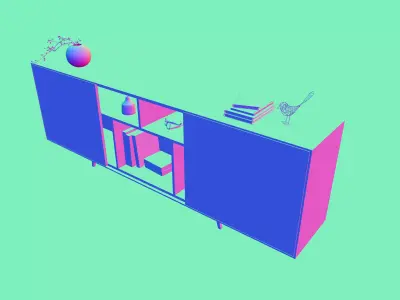 Contemporary TV Console Low-poly 3D model