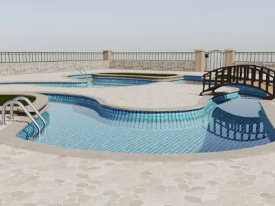 Lazy River Public Pool 3D model