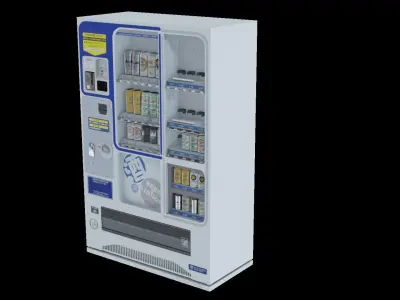 Japanese vending machine Game Ready Low-poly 3D model