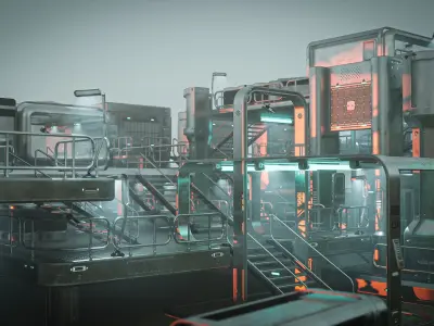 SciFi Exterior Environment Kit Vol 01 60 Asset  Low-poly 3D model