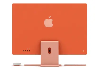 Apple iMac 24 inch 2021 Orange Low-poly 3D model