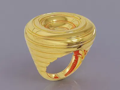 Spiral Layered Ring with Geometric Cutouts 3D print model