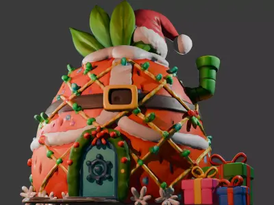 SpongeBob Christmas Pineapple House 3D Model Low-poly 3D model