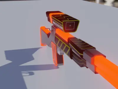 Game Ready Sniper Model gun with orange light Low-poly 3D model