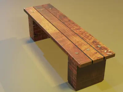 Street bench Low-poly 3D model
