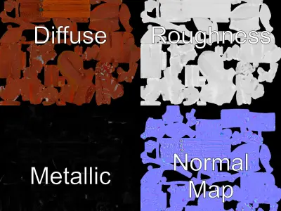 Leafy Branch Model Pack with HighQuality PBR Textures Low-poly 3D model