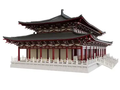 Japanese Temple Hall 3D model