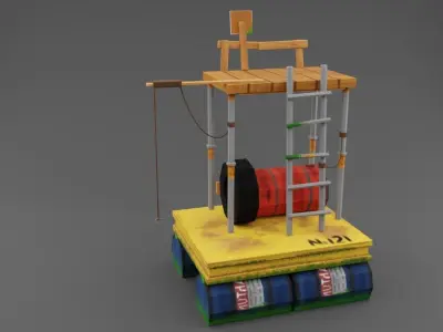 Water floating platforms Low-poly 3D model