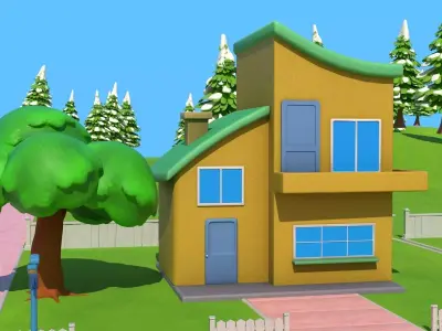 Cartoon House Pack Low-poly 3D model