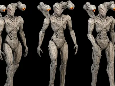 Robot Alien Destroyer - Rigged and Animated 3D model