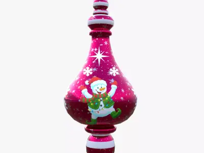 Charming Snowman Red Holiday Bauble 3D Model PBR Only Quad Low-poly 3D model
