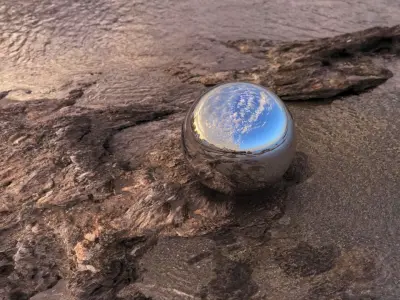 Breathtaking Coastal Sunset Panorama Low-poly 3D model