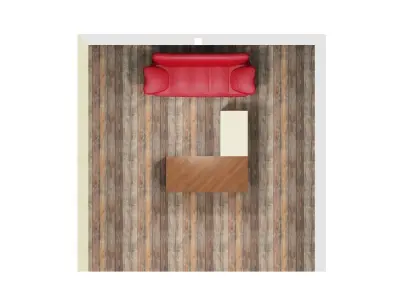 Sofa and Desk in a Room Free 3D model