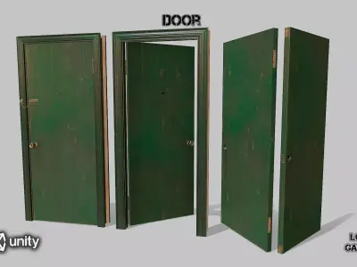 Door green 01 Low-poly 3D model