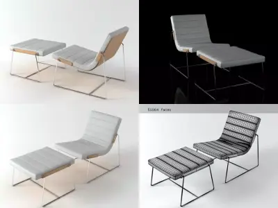 Pancras four different chairs and stool 3D model
