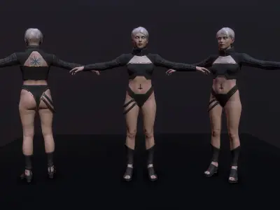 Cyberpunk Girl Low-poly 3D model
