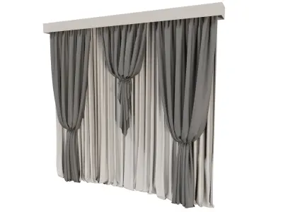 Elegant Window Curtains with Tie Backs 3D model