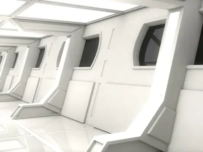 Sci Fi Corridor Low-poly 3D model 6