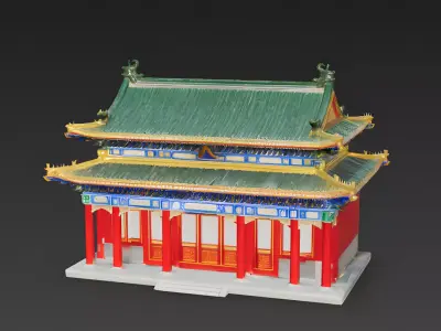 Ornate Traditional Chinese Official Residence 3D Model Low-poly 3D model