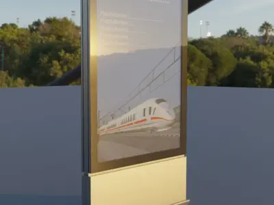 Outdoor Poster Showcase with LED Lighting Low-poly 3D model