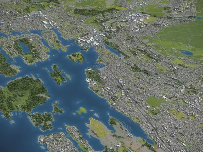 Sandvika - 3D City Model Low-poly 3D model