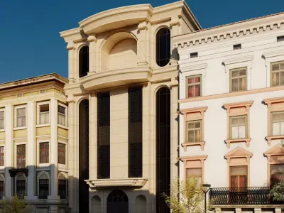 Classic stone facade-Building Classic Facade Element 3D model 6