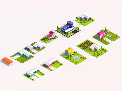 Low Poly Buildings City Pack 2 Low-poly 3D model